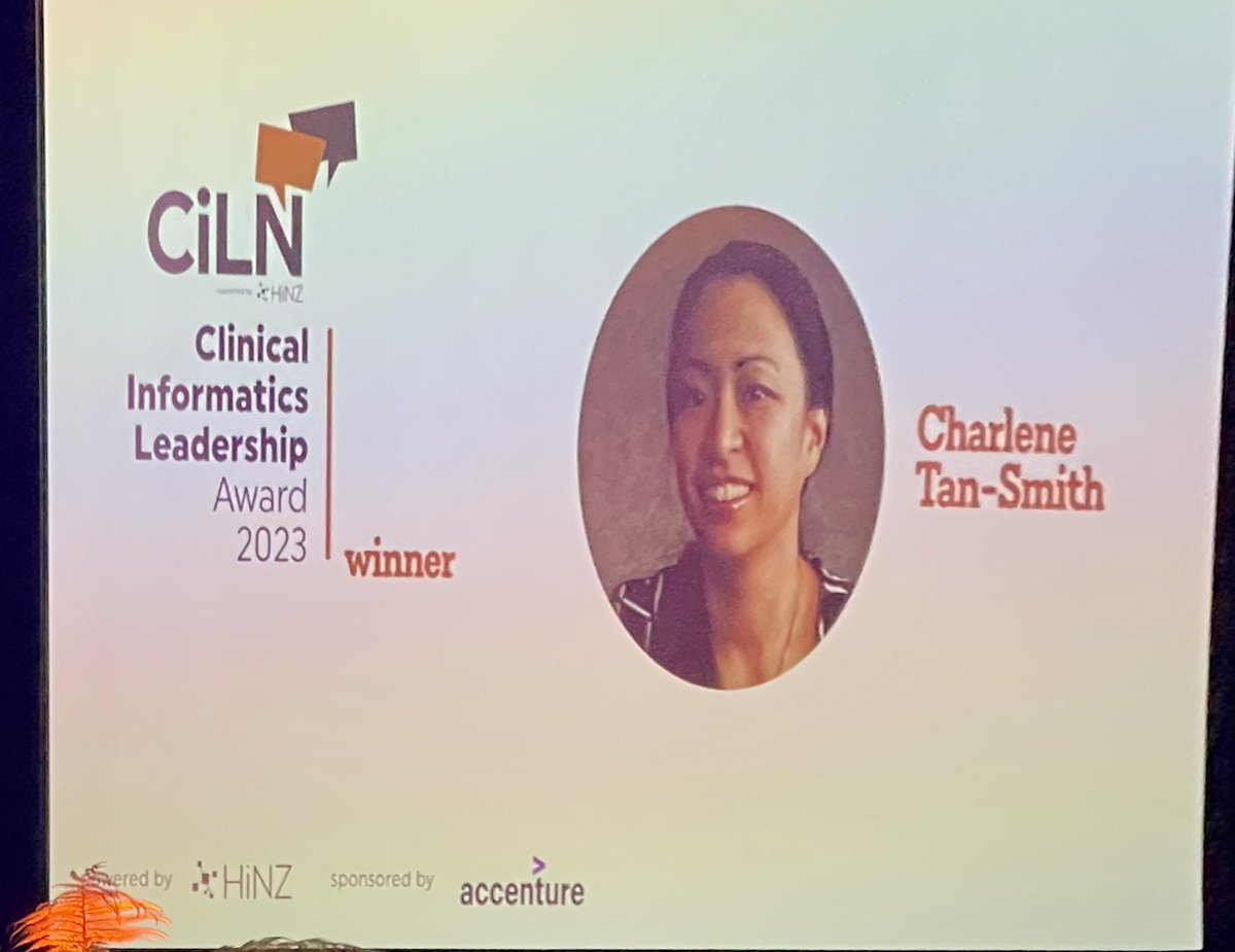 Totally stoked for this amazing wāhine toa Dr <a href="/CharlTanSmith/">Charl Smith</a> who has had a massive year completing her DHSc &amp; today became a Fellow of @HINZ_NZ &amp; the 2023 Clinical Informatics Award recipient!  Congratulations Charlene 👏🏼👏🏼👏🏼. #hinz2023 #dhwnz23 #digitalahps #AlliedHealth #HiNZ