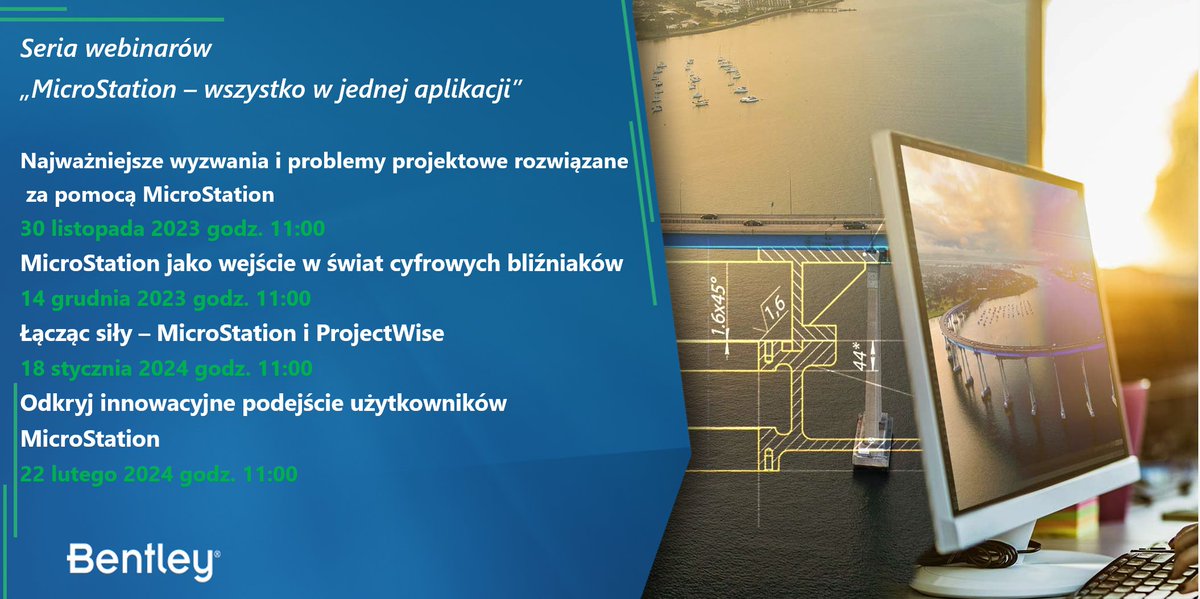 BentleyPolska's tweet image. Zapraszamy na bezpłatną serię webinarów na temat #MicroStation w języku polskim. Zarejestruj się: event.on24.com/wcc/r/4419277/…