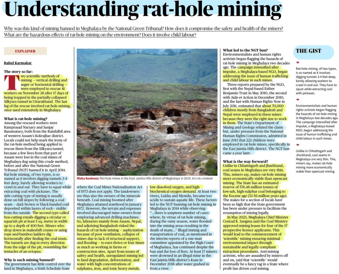 #RatHoleMining

'Understanding Rat-Hole Mining'
:Well explained by Sh Rahul Karmakar

#RatMiners #RatHoleMiners #UttarakhandTunnelRescue #SilkyaraTunnelRescue
#coal #mine #Meghalaya #Mining
#Children #Worker #Exploitation
#NGT #highcourt #SupremeCourt 

#UPSC 

Source: TH