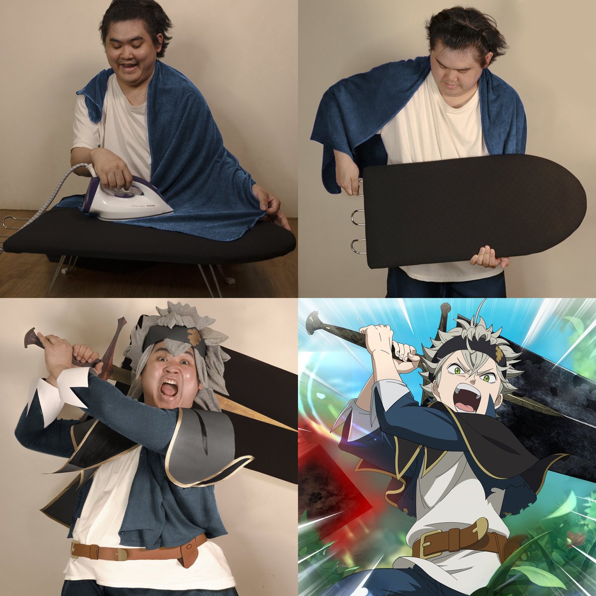 LOWCOSTCOSPLAY's tweet photo. จักรพรรดิเวทมนตร์ ❌ 
พ่อบ้านใจกล้า ✅ 
ออกผจญภัยในโลกเวทมนตร์กับ 
เกม Black Clover M: Rise of the Wizard King ได้ตั้งแต่วันนี้เป็นต้นไป🍀👑  
โหลดเกมที่นี่ ทั้งระบบ App Store/Google Play:
👉🏻คลิก https://t.co/UnRTx7I2UL 
 #BlackCloverM #BlackCloverMTH #แบล็คโคลเวอร์ ——————— 
เกมนี้ต้องใช้อะไรบ้าง
กริมัวร์❌ 
เกรียมัว !!!! ✅