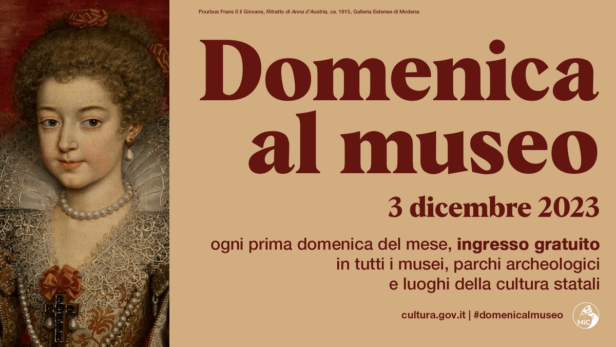 📷 Domenica 3 dicembre torna l’appuntamento mensile con Domenica al museo!

L’iniziativa del Ministero della Cultura consente l’ingresso gratuito, ogni prima domenica del mese, nei musei italiani e nei parchi archeologici statali.