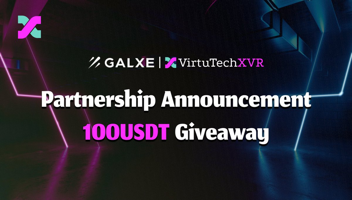 🔥Happy to announce that we have teamed up with <a href="/Galxe/">Galxe</a> as a technology partner;
💰100 USDT #Giveaway , 10 users;
🔸Follow <a href="/VirtuTech_XVR/">VirtuTech XVR</a> 
🔸Like&amp;RT&amp; tag 3 friends

⏰End at 72Hours
🔮 The #VirtuTechXVR platform combines immersive experiences, best-in-class hardware and continuous