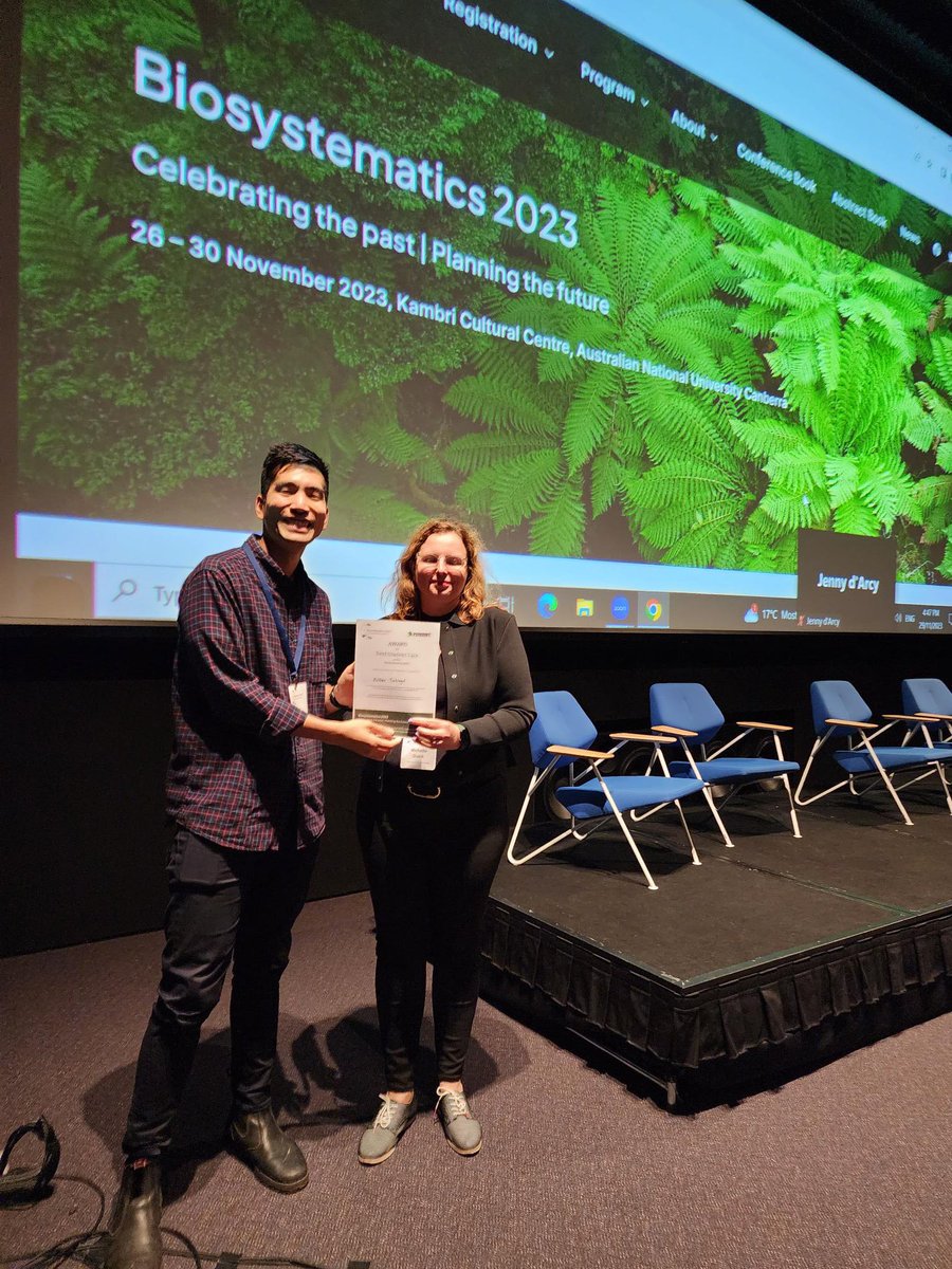 Pensoft's tweet image. ☺️ Honoured to join this year's joint #conference of the Australian #Biological Resources Study @DCCEEW, @ASBS_botany, @SASBiologists &amp;amp; @ausmycsoc to recognise the #scientific work of these three bright young #scientists!🙌

#Biosystematics2023 @biosyst2023 @ANU_Research @PutterT