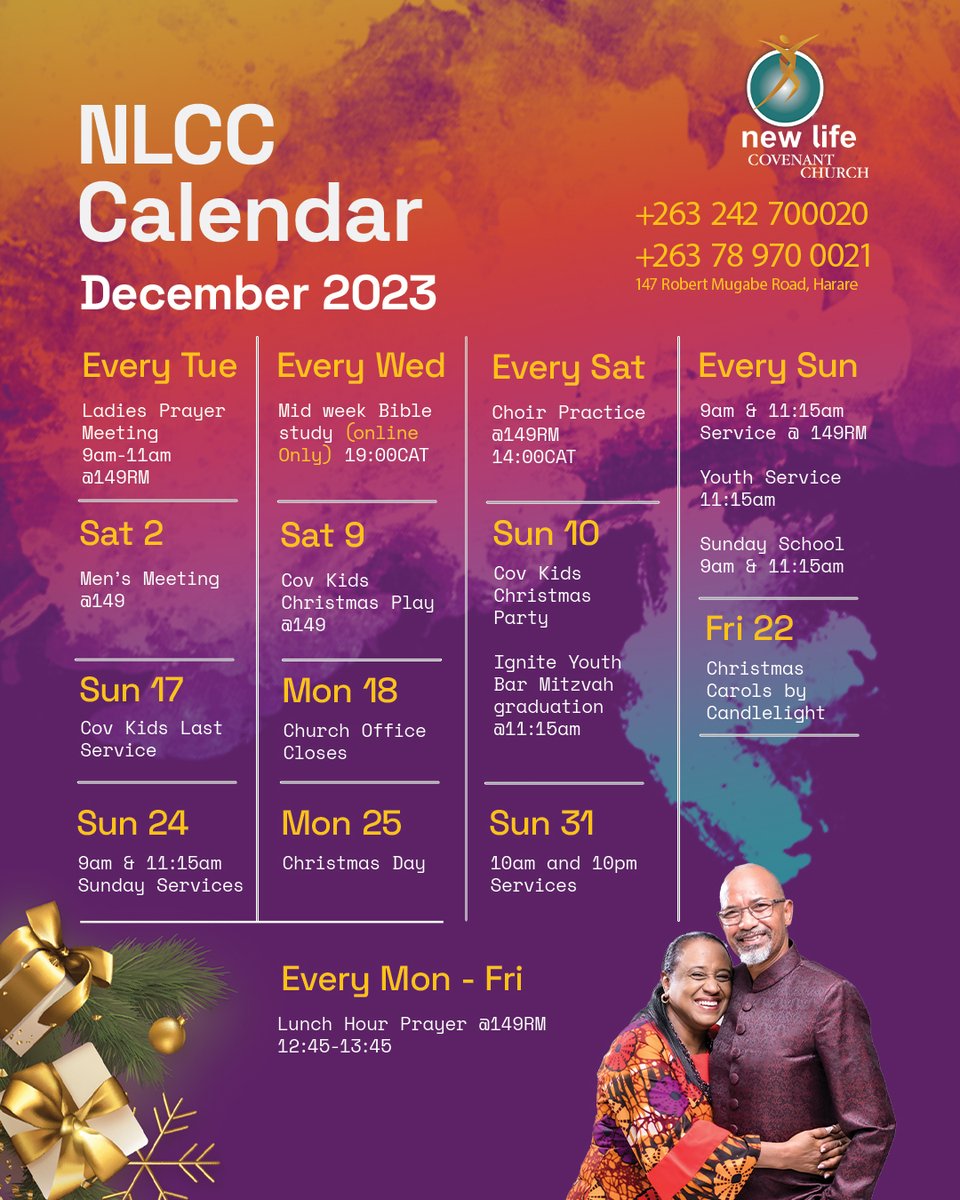 Mark your calendars New Life Covenant Church! Our December events calendar is out. Watch for updates on our social media channels, and join us as we make unforgettable memories together. #DecemberEvents #nlcczw #2023