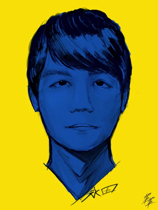 誰が描いても絶対に似顔絵が似ない男、オモコロ 永田さんの似顔絵。 #永田之似顔絵