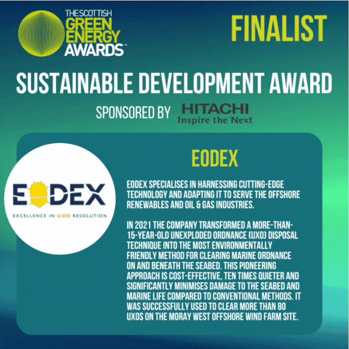 ✨Tonight's the night!✨

Best of luck to our team tonight attending the Scottish Renewables, Scottish Green Energy Awards, as a finalist in the Sustainable Development category, sponsored by Hitachi Energy! 🎉

#ScottishRenewables #GreenEnergy #EODEX #Sustainability #UXO #SGEA23