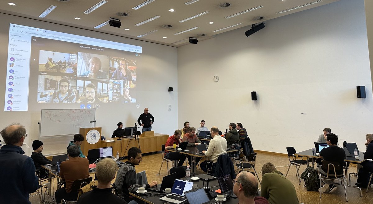 bigbluebutton's tweet photo. The goal of the BigBlueButton project is to build the world's most effective virtual classroom platform. The 18th BigBlueButton Developer Conference is now underway in Berlin.  Join us tomorrow, Dec 1st, at 13:00 UTC for live demos!  #edtech  https://t.co/8ce5Xf1Tnb https://t.co/idDC6tfX9J