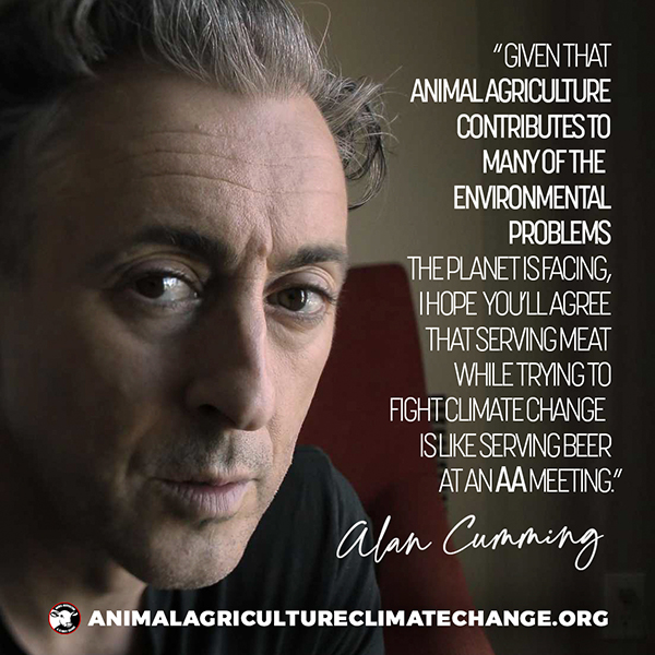 #AlanCumming is correct! Given that animal agriculture contributes to many of our Earth's problems, including climate change, it's ridiculous to be serving meat at #COP28!🤦‍♀️

#COP28UAE #StopEatingMeat #ClimateAction #ClimateCrisis #EndAnimalAg #FoodSystems #ThursdayThoughts