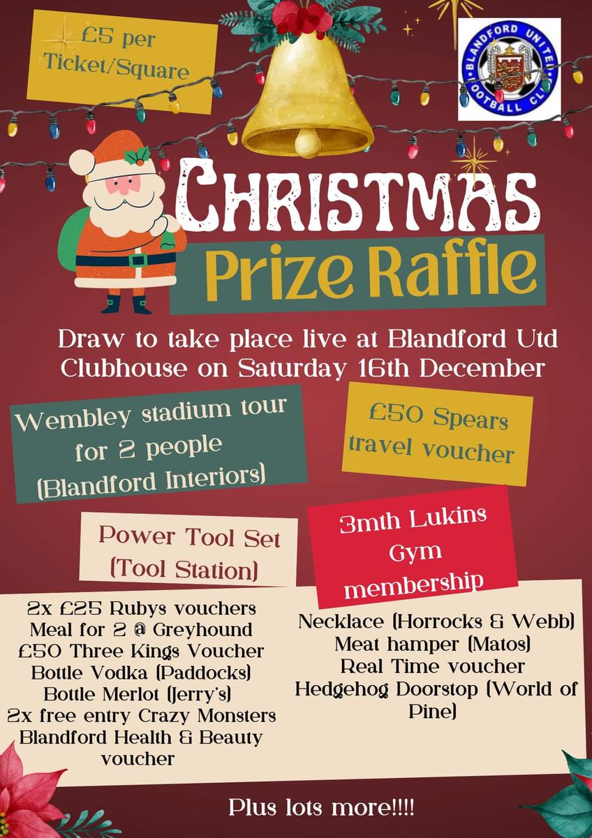 BlandfordUtdFC's tweet photo. 🎅

𝗖𝗛𝗥𝗜𝗦𝗧𝗠𝗔𝗦 𝗥𝗔𝗙𝗙𝗟𝗘! ❄

To enter head over to our " Blandford Club House " Facebook page which has all the details! 

#Royals https://t.co/TdqkzZsX7h