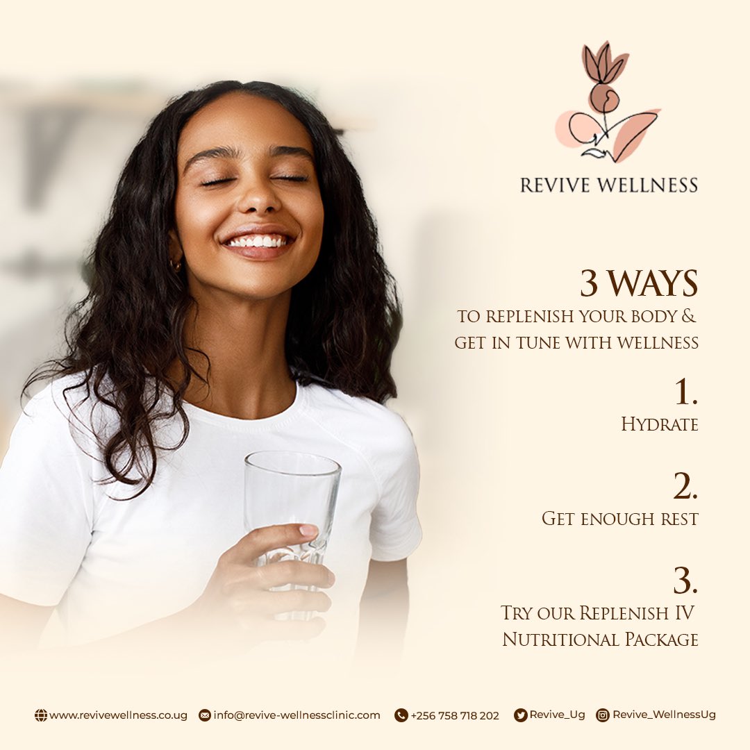 Revive_Ug's tweet photo. Need a little mid-week pick me up? Here's 3 ways you can replenish your body and get in tune with wellness.
#ReviveWellness https://t.co/UJ9EjlXrQs