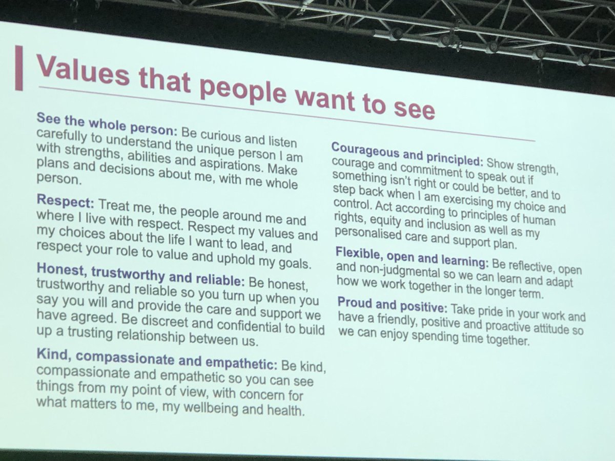 #socialcare at its best: respectful, reliable, compassionate, principled. learning, positive - and valued #NCASC23