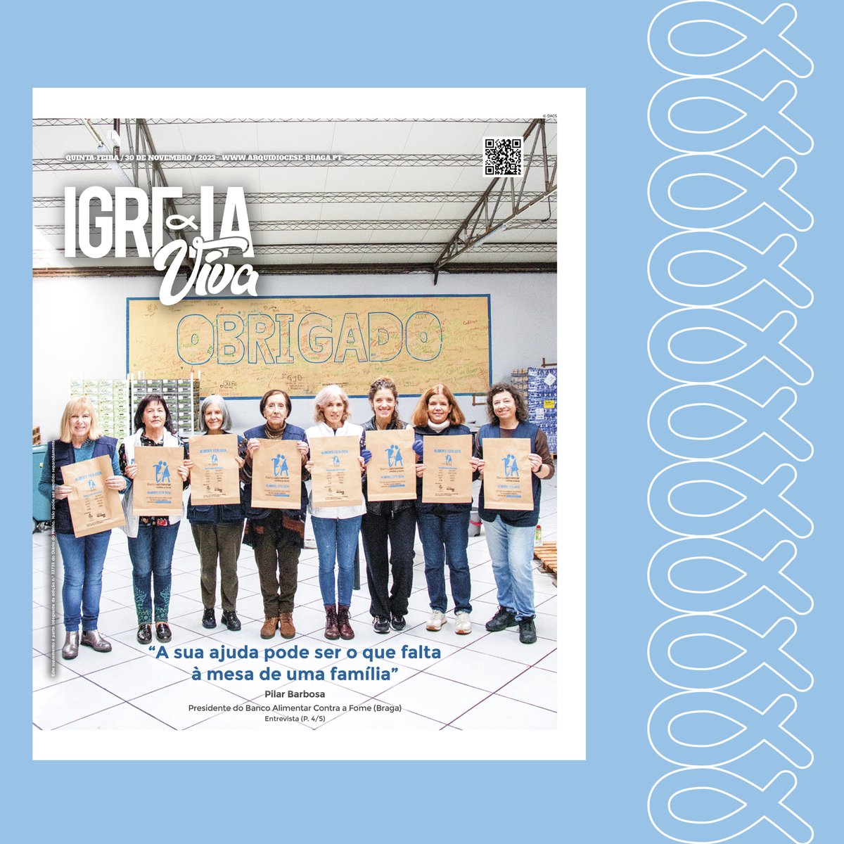 Nos dias 1, 2 e 3 de dezembro os voluntários do Banco Alimentar Contra a Fome vão estar por todo o país a recolher donativos. A presidente da Instituição (em Braga), Pilar Barbosa, fala-nos do trabalho feito pela entidade. 
Saiba mais em arquidiocese-braga.pt/igreja-viva/39…
#Igreja #ArqBraga