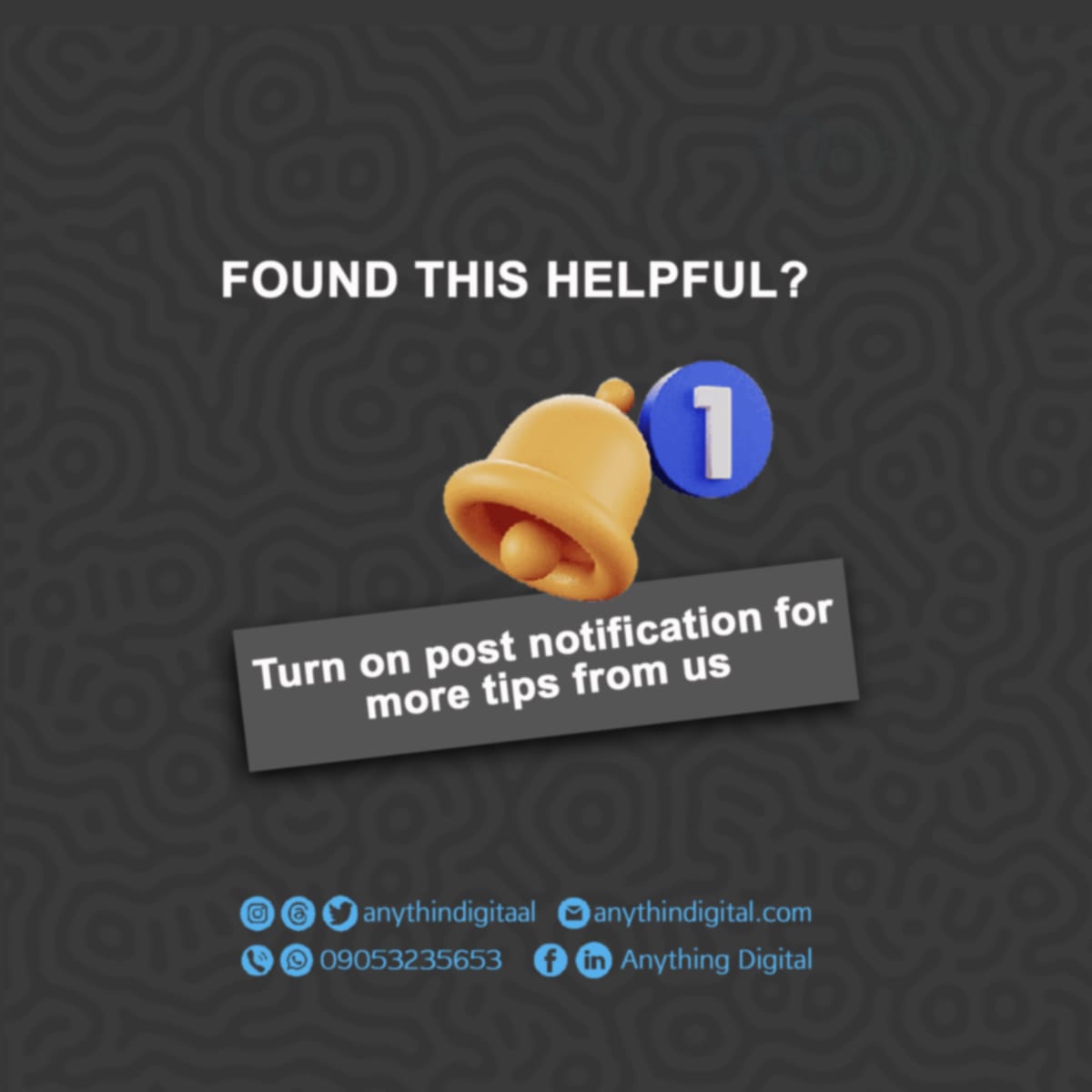 AnythinDigitaal's tweet photo. It’s the 5th slide for us😎
#socialmedia #digitalmarketing #anythingdigitaal #anythingdigital #anythindigitaal #secure #accountsecurity https://t.co/2B8Oj7gpHM