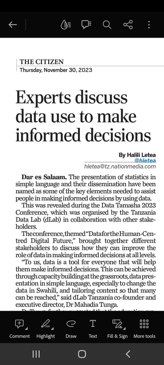 📣 #DataTamasha2023 | We are making headlines! Grab your copy of <a href="/TheCitizenTz/">The Citizen Tanzania</a> and read all about it.

Check it online: thecitizen.co.tz/tanzania/news/…

#dLabTz