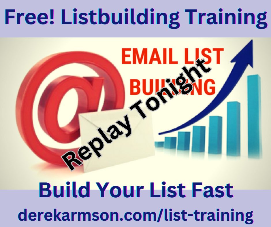 You lucky marketers! We’re running a replay of this dynamic listbuilding webby this afternoon. How to build big, buyer lists for very little outlay. Join us this afternoon 👍