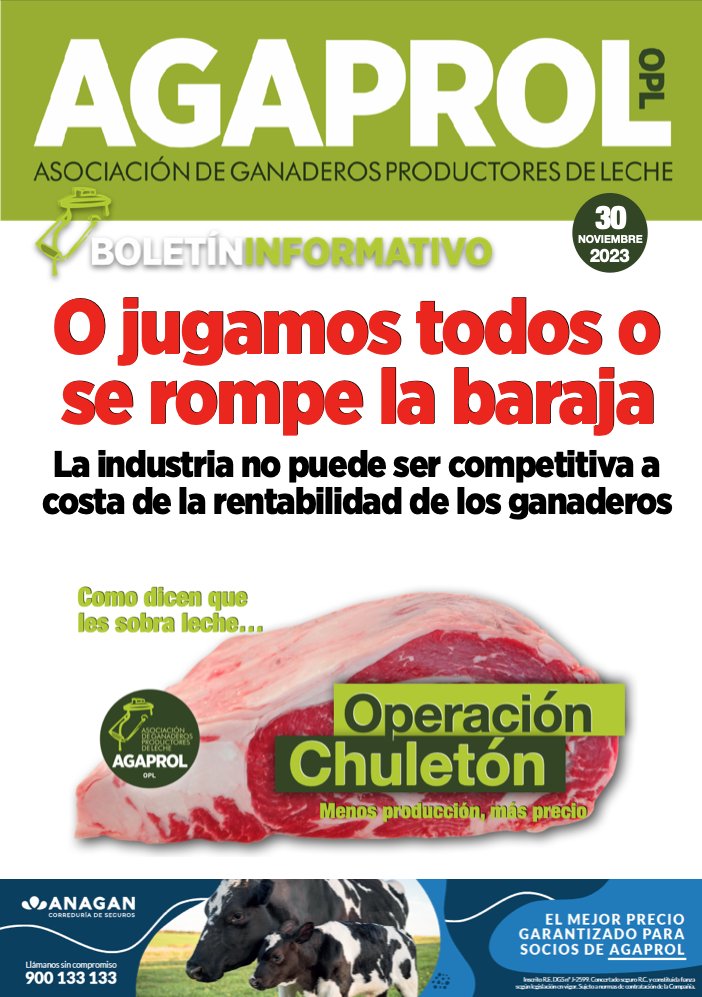 AgaprolOpl's tweet photo. BOLETÍN I 30 de noviembre
La FeNIL vuelve a indignar a los ganaderos de vacuno de leche con su propuesta de mejorar su competitividad a costa de la rentabilidad de las explotaciones.
https://t.co/BJihKgTyLd
#boletinagaprol #fenil #agrame #planadevic #ENBA #lechedevaca https://t.co/r6aGJh4nOd