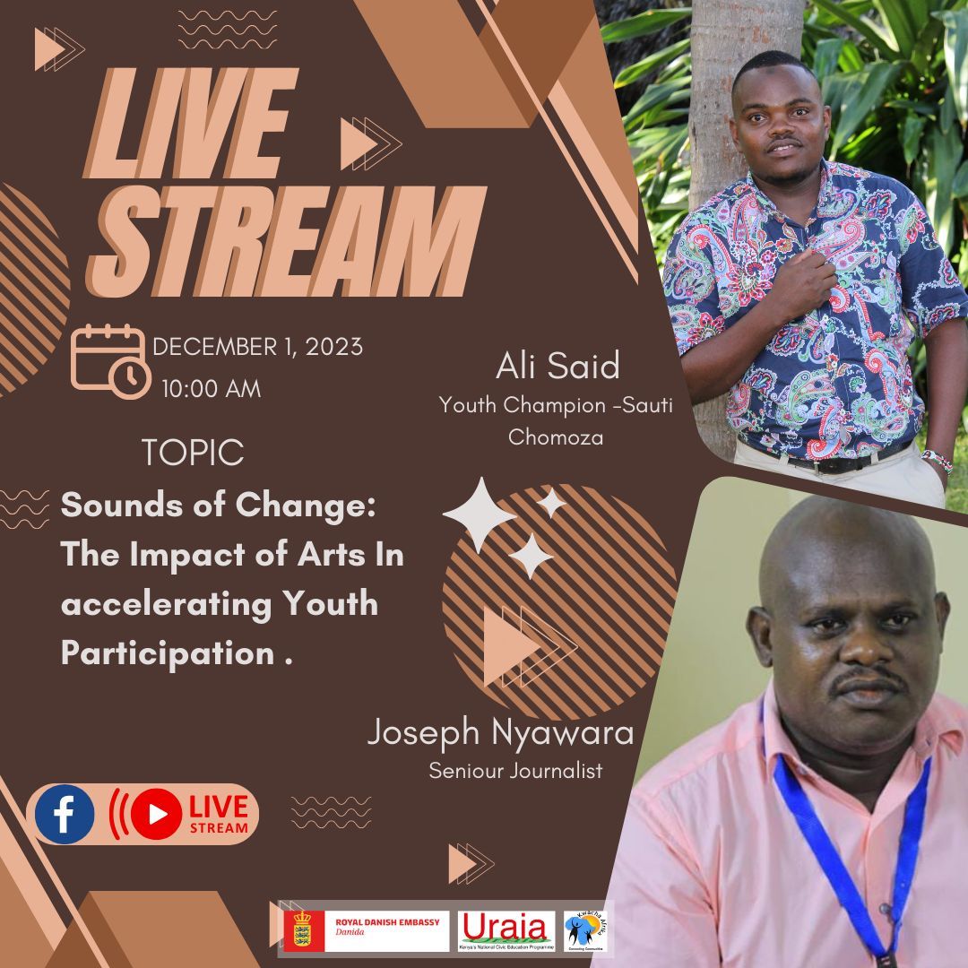 KwachaAfrika's tweet photo. 🎤🌍 Rhythms that resonate with change! "Sounds of Change" promises a melodic exploration into the impact of arts on youth participation. Let's make some noise for civic engagement! 🎶🗣️ #SoundsOfChange  @MuriukiEugene
 @KNisingesema
 @MiziziArts
 @ellavate_me
@IhaVictor https://t.co/YRgTTvoNVH
