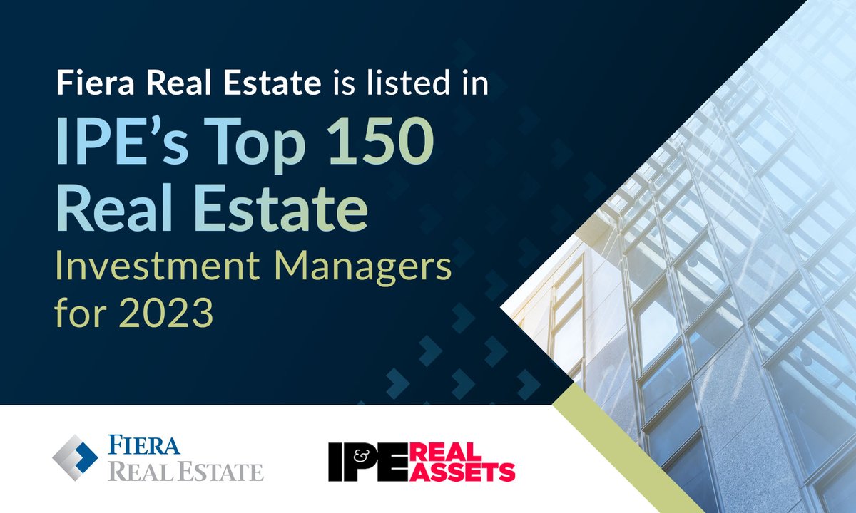 We are delighted to announce that we have been listed in <a href="/IPERealAssets/">IPE Real Assets</a> Top 150 Investment Managers 2023, which is ranked by each firm’s Assets Under Management. This is the 4th year running that Fiera Real Estate has been listed.

Click here to read more: lnkd.in/eqxRaHmy
