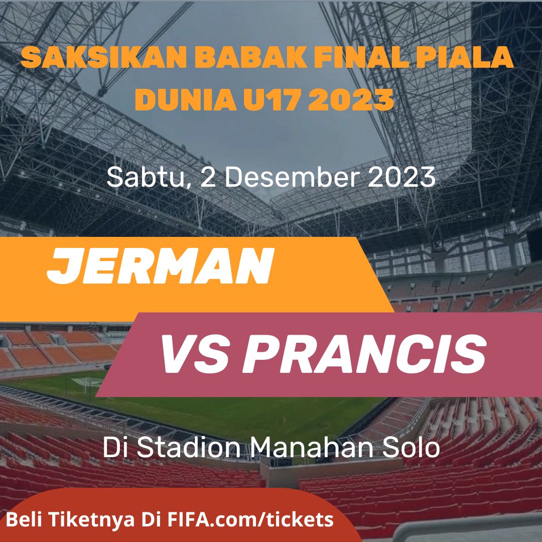 Babak Final Piala Dunia U17 sudah di depan mata, saksikan Langsung pertandingan antara Jerman VS Prancis di Stadion Manahan Solo

#U17Mendunia #PialaDuniaU17 #WorldCupU17 #TiketU17 

Kamis Niki
