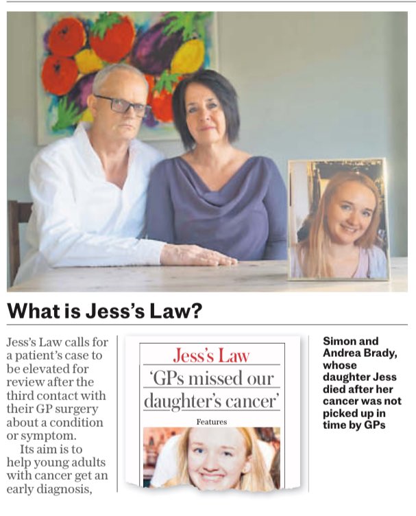 Jess’s Law aims to help young people with cancer get an early diagnosis. 

It might have saved Jess, Ruby, Joe, David &amp; countless others who died after numerous GPs failed to refer them for tests. 

Please sign &amp; share the petition 🙏
change.org/p/jess-s-law-i…
