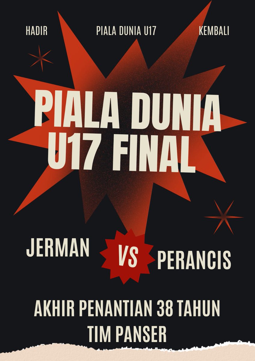 Akhir Penantian 38 Tahun Tim Panser,Final Piala Dunia U17 antara Jerman VS Prancis
Saksikan!

#U17Mendunia #PialaDuniaU17 #WorldCupU17 #TiketU17 

Kamis Niki