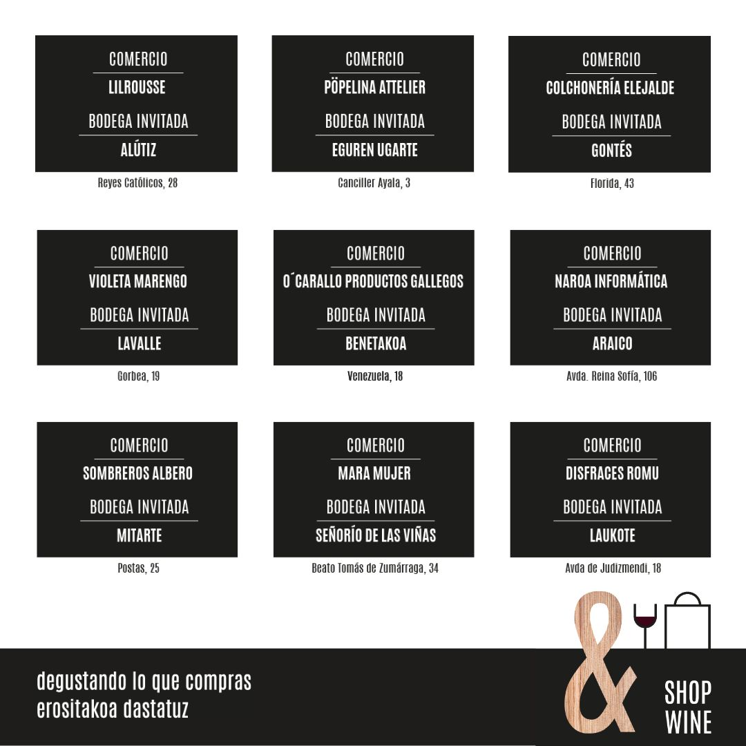 Hoy tendrá lugar nuestro Shop&amp;Wine, el primer evento previo a 🍷 𝐀𝐫𝐝𝐨𝐚𝐫𝐚𝐛𝐚 en el que
➡️ 18 comercios ofrecerán catas comentadas de vinos de 18 bodegas, una oportunidad única de disfrutar de una copa de vino junto a otros productos del país.