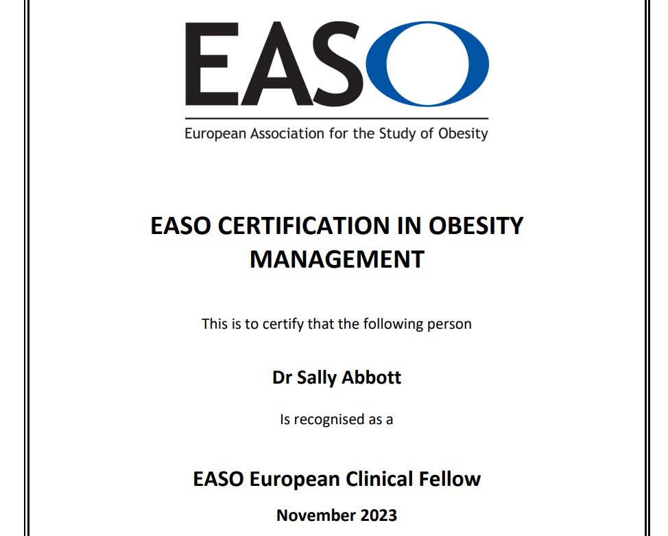 Thank you @EASOobesity for recognition as European Clinical Fellow, very honoured🙂