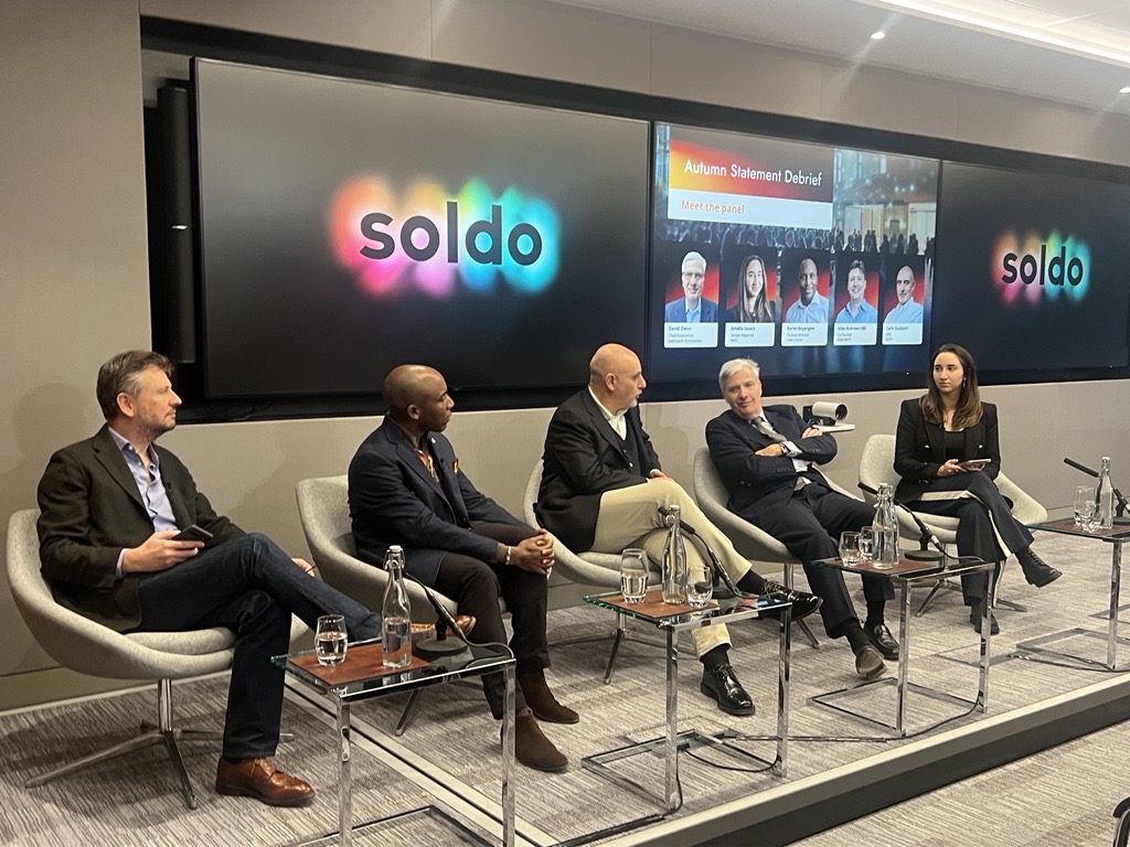 Soldo (@soldo) on Twitter photo Scenes from our #AutumnStatement debrief earlier this week at the @LondonStockExchange.
Thanks to our expert panel for an insightful discussion!
<a href="/AmeliaKIsaacs/">Amelia Isaacs</a> <a href="/DavidOwen/">Mugabi Owen david</a> @BaronAnyangwe <a href="/GilesAndrew/">Andrew Giles</a> and <a href="/CarloGualandri/">Carlo Gualandri</a>
Register for insights here: ow.ly/cmNC50QcP4A Scenes from our #AutumnStatement debrief earlier this week at the @LondonStockExchange.
Thanks to our expert panel for an insightful discussion!
<a href="/AmeliaKIsaacs/">Amelia Isaacs</a> <a href="/DavidOwen/">Mugabi Owen david</a> @BaronAnyangwe <a href="/GilesAndrew/">Andrew Giles</a> and <a href="/CarloGualandri/">Carlo Gualandri</a>
Register for insights here: ow.ly/cmNC50QcP4A