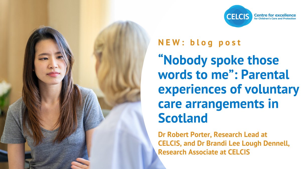 CELCIStweets's tweet image. NEW: In this new blog post about findings from research on voluntary care arrangements in Scotland, @BobBPorter, Research Lead at CELCIS, and @BLLoughDennell, Research Associate at CELCIS, discuss what parents have shared so far about their experiences: ow.ly/kW0F50QcP2a
