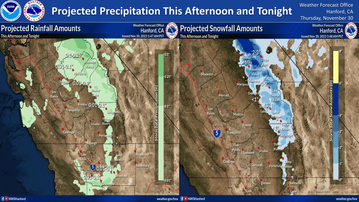 NWS Hanford on X: A few strong thunderstorms are possible again in the Sierra Nevada and adjacent foothills from 12 PM PDT Tuesday afternoon until 8 PM PDT Tuesday evening. #CAwx /