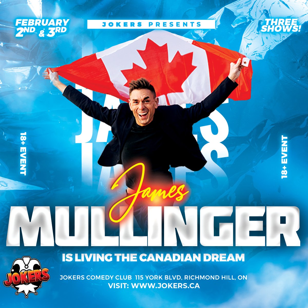jamesmullinger's tweet photo. Toronto, Ontario! 3 shows! Jokers Theatre & Comedy Club! Friday 2nd and Saturday 3rd February! Tickets on sale now:
https://t.co/yDcuQeCNmJ
@jokers905club #Toronto #JamesMullinger #TorontoComedy https://t.co/E7VaZOLSMq