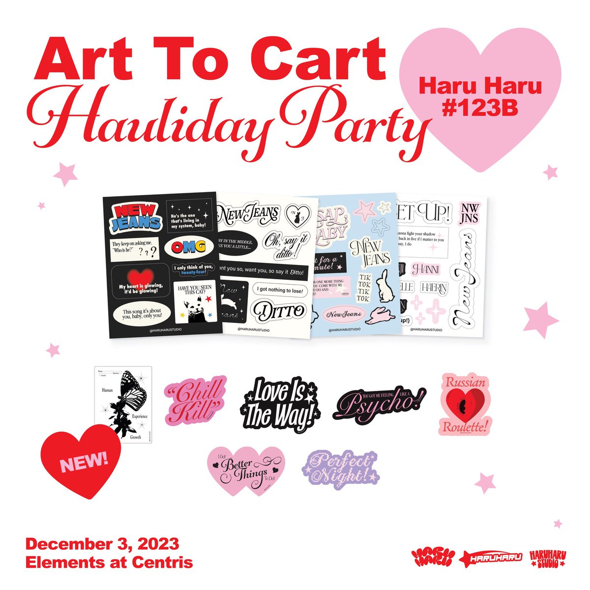 haruharustudio's tweet photo. HARU HARU @ ART TO CART
☆ hauliday party! ☆
table #123B
december 3 (10AM - 7PM)
elements at centris, quezon city
see ya there!!🎄🐰
@arttocartph
#ATCHAULidayParty https://t.co/jFIfRlZVVN