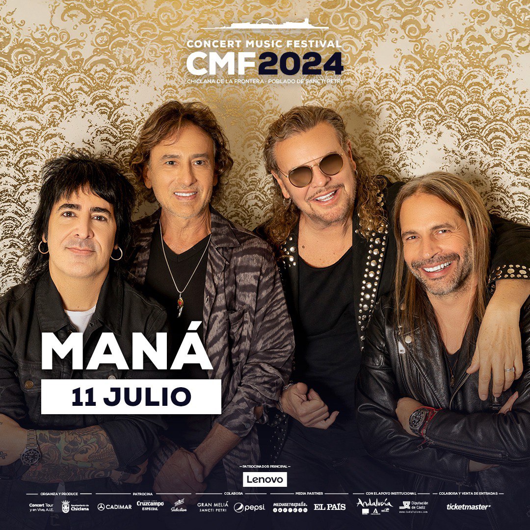 .@manaoficial el grupo de rock en español más influyente del mundo, llega al @CMF_SanctiPetri 2024. 11 de julio 2024 #cmf2024 #concertmusicfestival #maná @AGComunicacion laculturaaescena.es