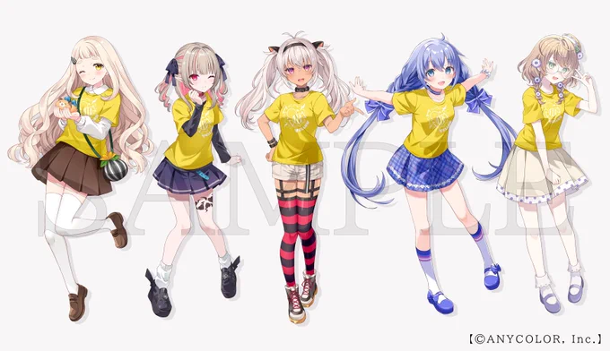 『にじさんじフェス2023』にて 「勇気ちひろさん」「町田ちまさん」「魔界ノりりむさん」「魔使マオさん」「矢車りねさん」のクラスTシャツビジュアルをお仕立てさせて頂きました  #にじフェス2023
