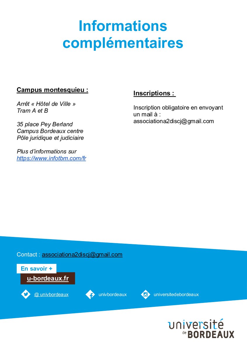 inst_ISCJ's tweet photo. [#Agenda] Colloque "Droit pénal et numérique" organisé par les Masters Droit pénal et sciences criminelles et Contentieux judiciaire en collaboration avec A2D
🗓️1/12/2023, 9h-16h30
📍Amphi Duguit (PJJ)
> inscription obligatoire : associationa2discj@gmail.com
#droit #numérique https://t.co/4WmlKAlCmX