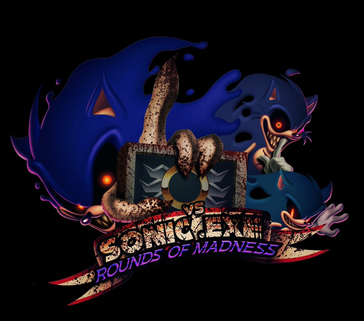 There it is! This is the new logo for Rounds of Madness! Made by @WenderCarlosArt #sonicexe #fnf #lordx #fnfmods