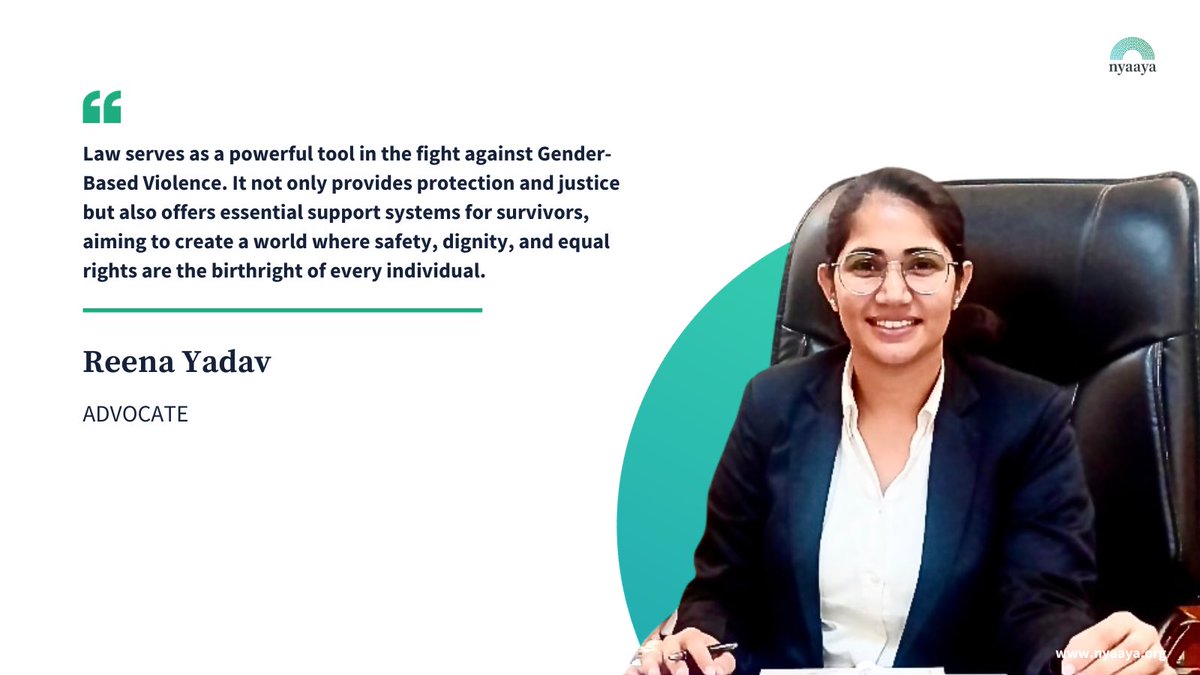 NyaayaIN's tweet photo. We reached out to 4 empowering #women working in spaces relating to the law/gender, asking them to share their thoughts on the role of the law in combating #GenderBasedViolence in India. At Nyaaya, we are stand committed to ending GBV through legal #awareness and #empowerment ⚖️ https://t.co/zQQh6lCqDq