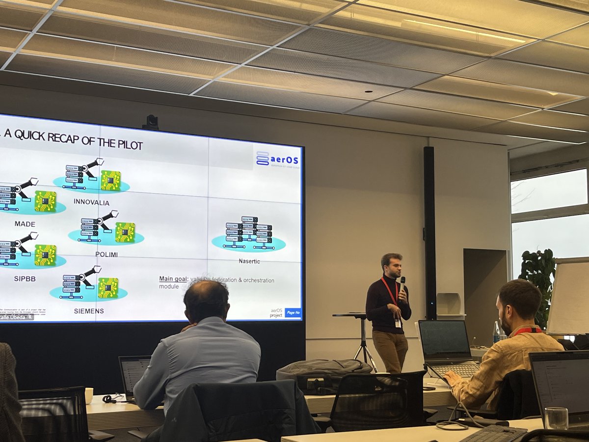 #LearnaboutaerOS: @AerosProject plenary meeting launches in the @SIEMENS premises in Nürnberg. Our colleague, Pablo Patús, has the chance to present part of the Pilot 1 within WP5 of the aerOS project.
#aerOS #research #HorizonEU #plenary #meeting #nürnberg #nasertic