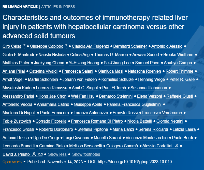 🆕Article in press❕

Characteristics and outcomes of immunotherapy-related #liverinjury in patients with #hepatocellularcarcinoma versus other advanced solid tumours

🔓#OpenAccess at👉journal-of-hepatology.eu/article/S0168-…

#LiverTwitter