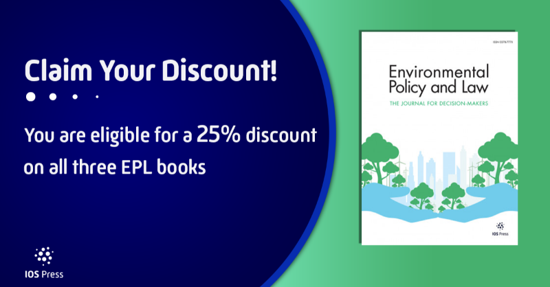 EnviroPolicyLaw's tweet photo. What exclusive offer does EPL extend to interested parties of COP28? Enjoy a 25% discount on all EPL's books as a special benefit for interested parties of COP28. Elevate your understanding of environmental policy and law at an exclusive rate! #EPL #COP28 #iospress_books