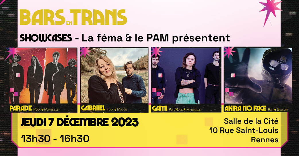 PAM (@pampolepaca) on Twitter photo Le PAM & la @fema_bfc font leur show aux <a href="/barsentrans/">Bars en Trans</a> ⚡️ Jeudi 7/12 dès 13h30 à la Salle de la Cité à Rennes, venez découvrir Parade & Gami pour la Région Sud et Gabriiel & Akira (no face) pour la Bourgogne Franche Comté! bit.ly/3N4HSDk Le PAM & la @fema_bfc font leur show aux <a href="/barsentrans/">Bars en Trans</a> ⚡️ Jeudi 7/12 dès 13h30 à la Salle de la Cité à Rennes, venez découvrir Parade & Gami pour la Région Sud et Gabriiel & Akira (no face) pour la Bourgogne Franche Comté! bit.ly/3N4HSDk