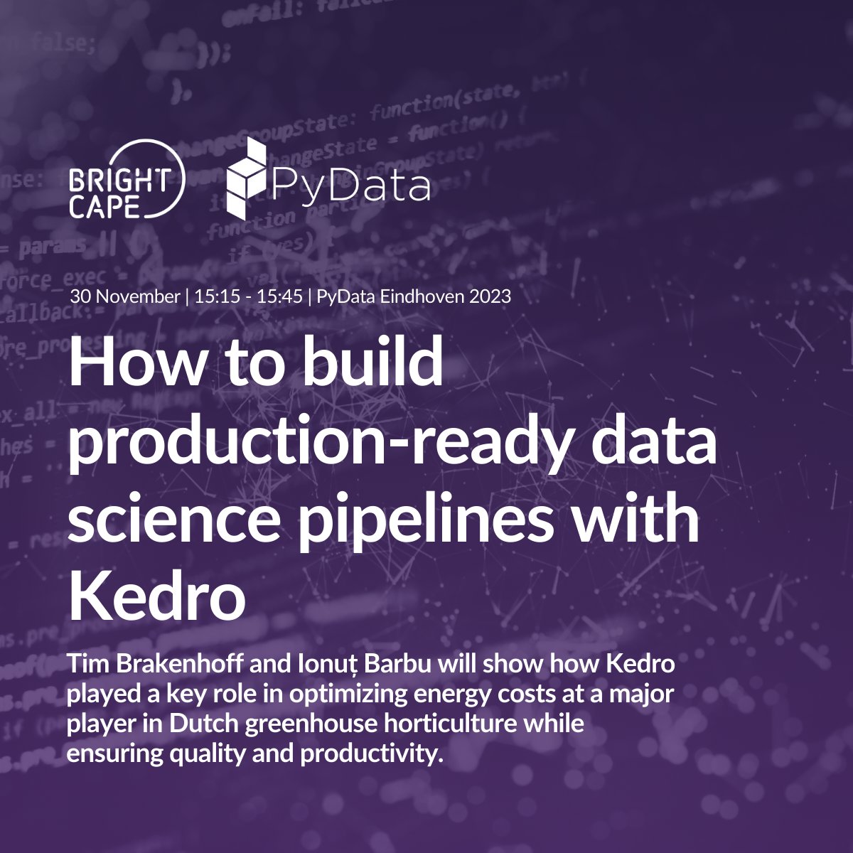 🚀 Join us today at @PyDataEindhoven and get insights and learnings how we optimized energy costs using #Kedro an #opensource #Python-based framework for building production-ready data science pipelines.

Event info: pydata.org/eindhoven2023/ Talk info: eindhoven2023.pydata.org/pydata/talk/YN
