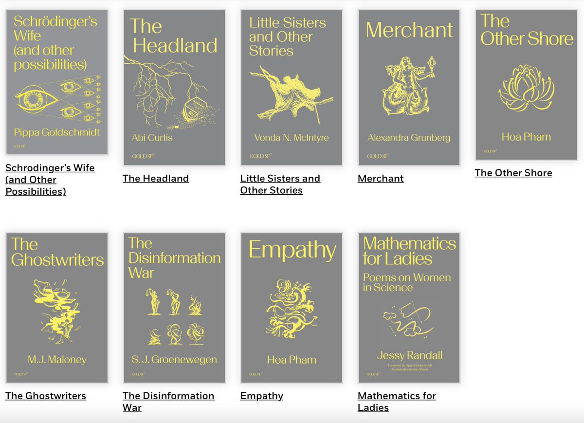 GoldSF_Books's tweet photo. Behold the beauty of our #GoldSF titles all together; don't they look lovely!

Special thanks to our talented cover designers #KirNazarov #HeatherRyerson

https://t.co/2OqkSK2eMj https://t.co/ZMeTWFm1hI