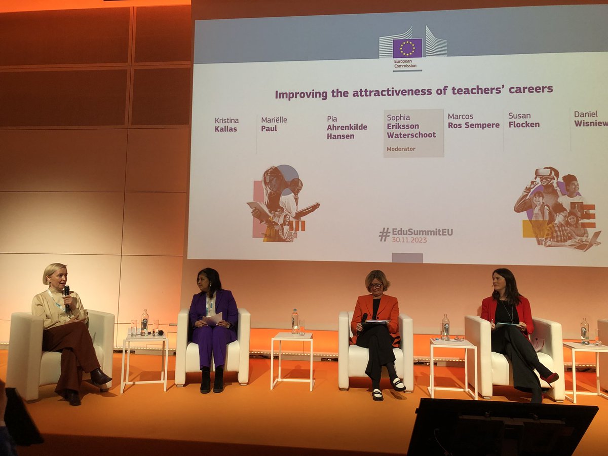 EuparentsE's tweet photo. #AI steps into the discussion of the panel on “Improving the attractiveness of teachers’ career” at the #EduSummit2023 There is a need to reduce the digital devide https://t.co/flF57aTpNY