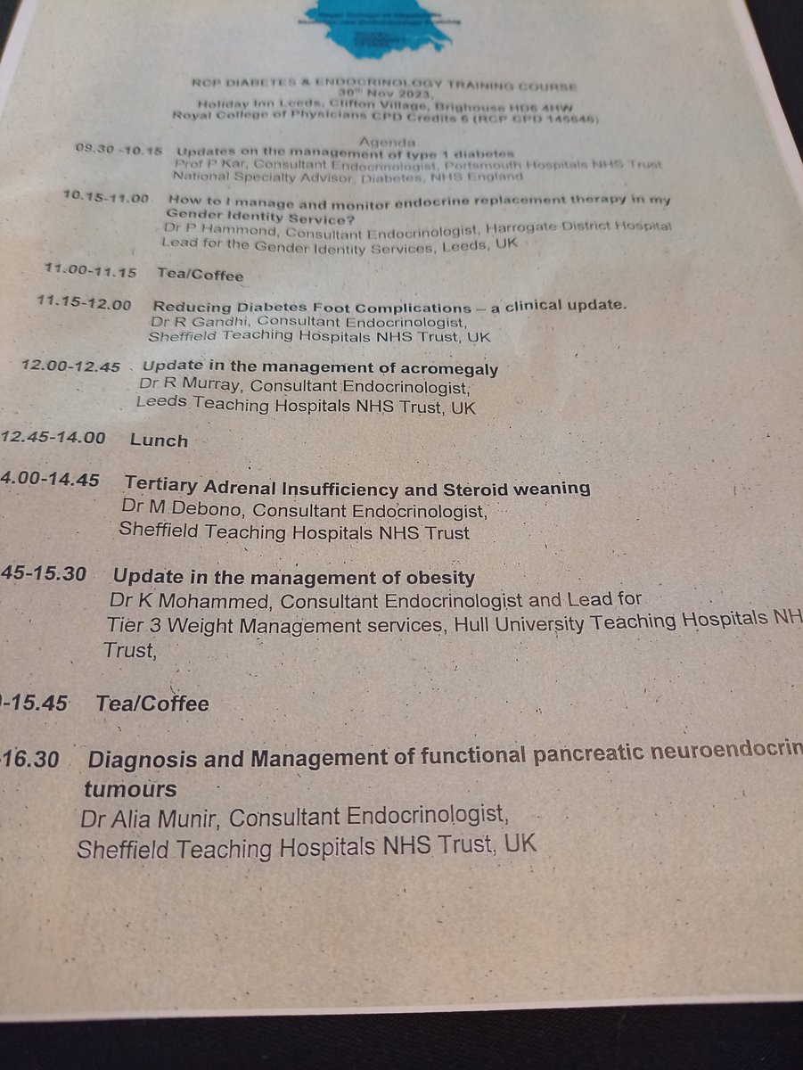 Regional Meeting Diabetes &amp; Endocrinology 30th Nov 2023