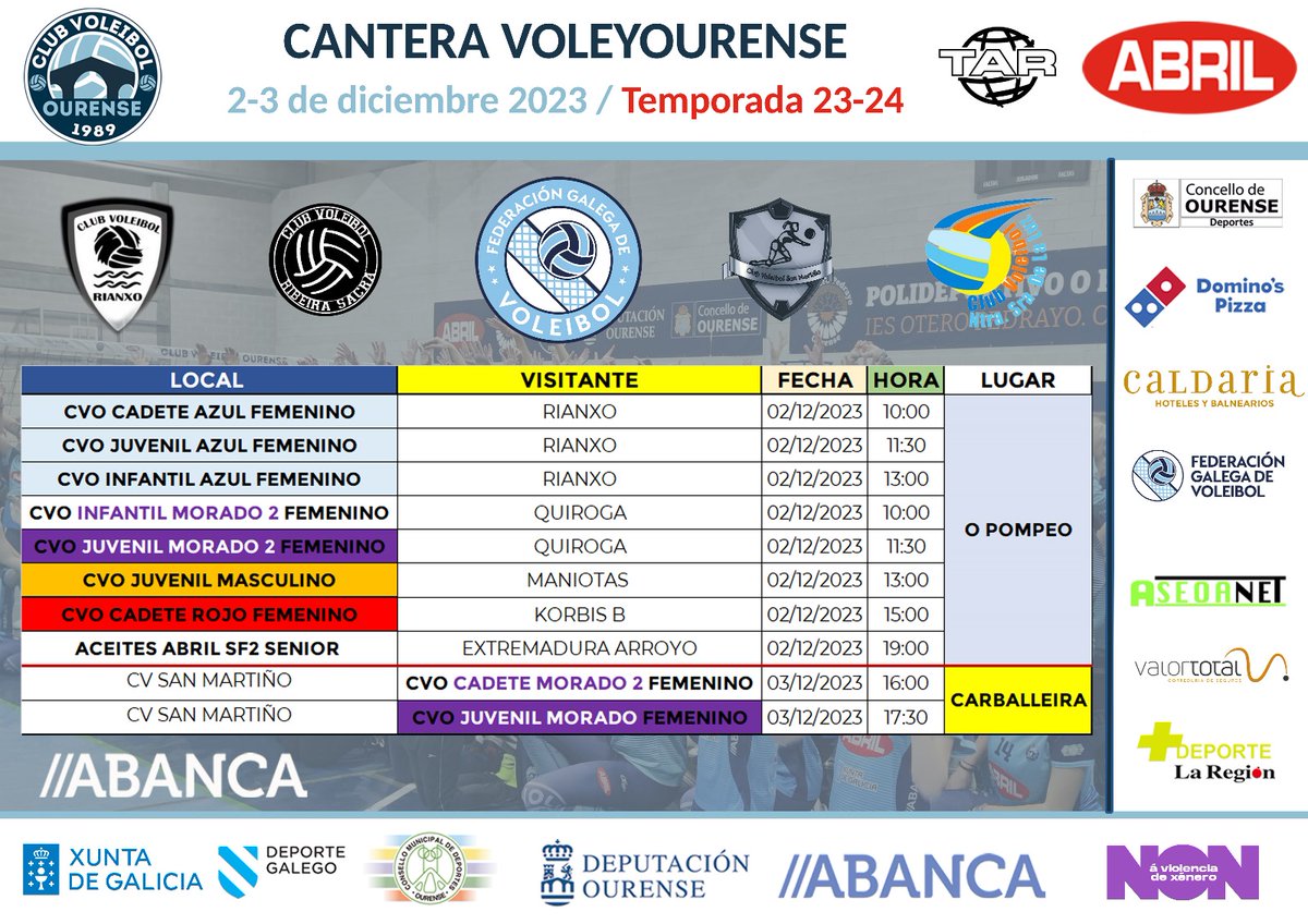 voleyourense's tweet image. 📣📣A XORNADA DO FIN DE SEMANA DA NOSA CANTEIRA 

Forza CVO💪🏽💪🏽

#forzacvo #voleigalego #canteira #ourense