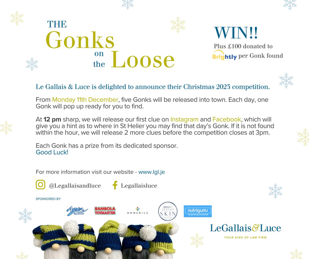 We are thrilled to share the news, our Christmas 2023 competition starts Monday, December 11th!
Follow us on Instagram and Facebook for a merry adventure and be the first to discover festive clues leading to hidden Gonks around town and exciting prizes.