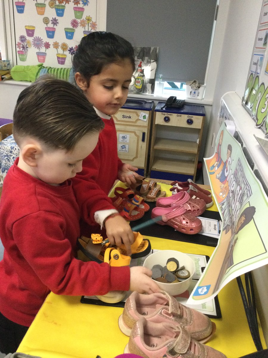 minetinfants's tweet photo. In Reception for #WorldChildrensDay2023 the children read 'My World, Your World' and thought about what they like to do. They thought about the difference between needs and wants and really enjoyed using the Shoe shop in their role play area as part of #Shoeshare. https://t.co/AedH1f4pmz