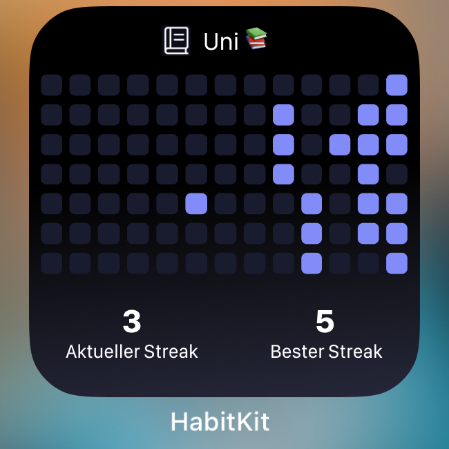 realcubix's tweet photo. Hey @SebastianRoehl 👋🏼
I just subscribed to the Pro-Version of @HabitKit. First of all, great app! But i got some wishes:

I love that HabitKit offers a Widget, but I would love to see that it uses its space more efficient. A lot of empty space above and below the grid.
What do you think about showcasing just a few less weeks, scaling up the grid and adding interesting stats such as "Current Streak" and "Best Streak"?