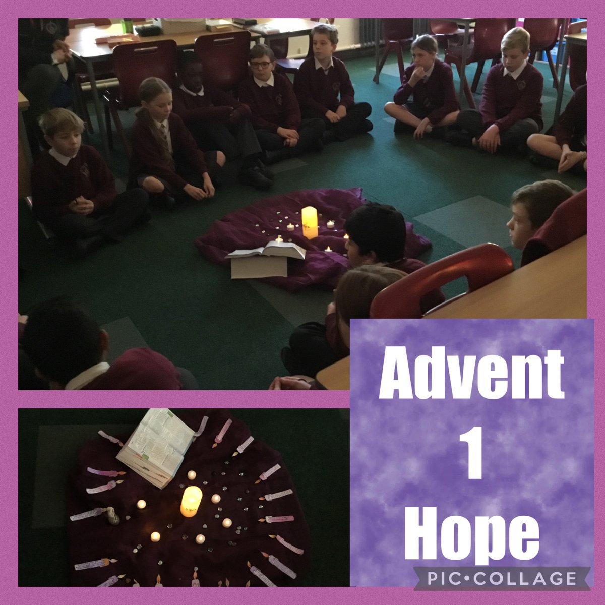 SHeartmoreton's tweet photo. A beautiful time of prayer and reflection this morning in class 6M. We prayed for all those who are suffering in the world and we shared our hopes for a better future. #RESHM https://t.co/tpTEaX0b60